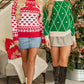 Fiery Red Merry Christmas Reindeer Heart Pattern High Neck Sweater