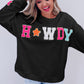 Black Glitter Howdy Patch Graphic Casual Sweatshirt