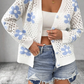 White Flower Knit Hollow Out Open Short Cardigan