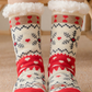 Fiery Red Christmas Pattern Plush Lined Winter Socks