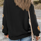 Black Sequin Ball Patched Crewneck Game Day Sweatshirt