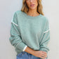 Moonlight Jade Colorblock Contrasting Edge Crewneck Sweater