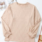 Parchment Plus Size Textured Drop Shoulder Crew Neck Sweatshirt