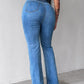 Back Shirred Button Front High Waist Jeans