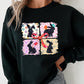 Black Floral Bunny Plaid Bow Graphic Easter Fashion Sweatshirt