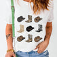 White Cowboys Boots Western Fashion Print T Shirt