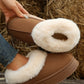 Chestnut Plush Suede Trim Thick Sole Flat Snow Boots