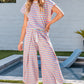 Pink Stripe Rainbow Tee Tasseled String Wide Leg Pants Set