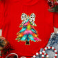 Red Bow Decor Christmas Tree Graphic Holiday T Shirt