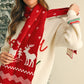 Burgundy Elk Christmas Tree Print Knitted Scarf