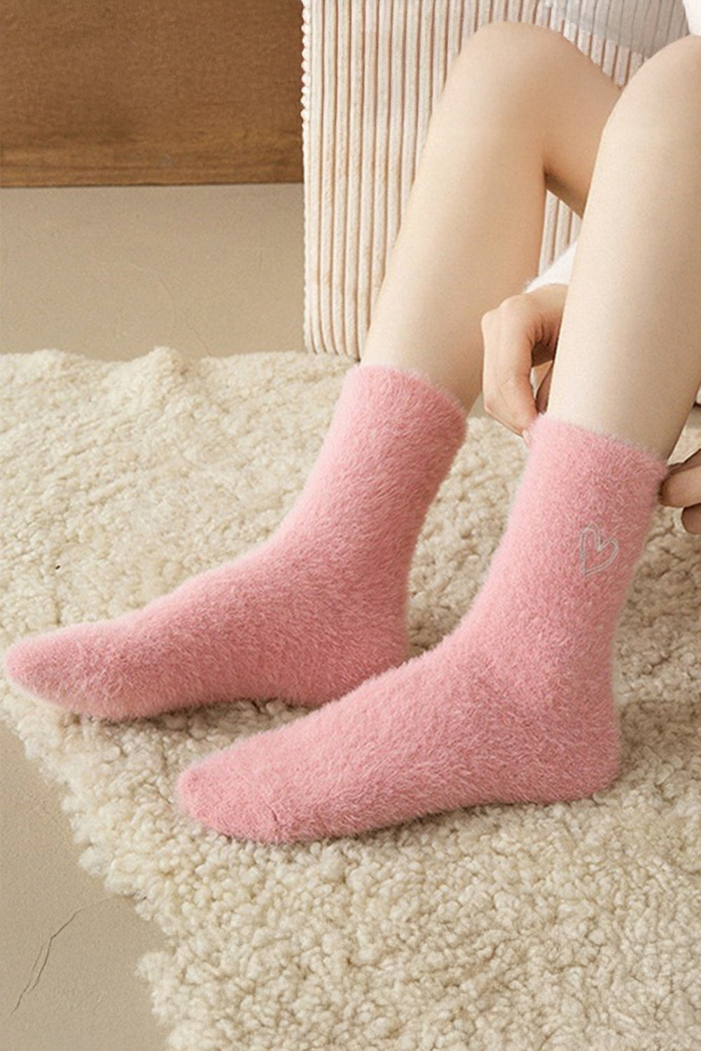 Gossamer Pink Valentines Day Heart Shape Thick Soft Socks