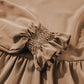 Light French Beige Frilled Collar Ruffled Shoulder Tiered Dress