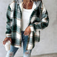 Plaid Print Buttoned Hooded Shacket