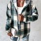 Plaid Print Buttoned Hooded Shacket