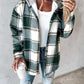 Plaid Print Buttoned Hooded Shacket