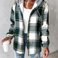 Plaid Print Buttoned Hooded Shacket