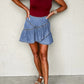 Beau Blue Asymmetric Ruffle Overlay Denim Mini Skirt