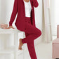 2 Piece Open Front Long Sleeve Hooded Top Drawstring Cuffed Pants Lounge Outfit Tracksuit Set