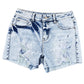 Sky Blue Distressed Bleached Denim Shorts