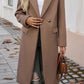 Dark Khaki Single Breasted Lapel Collar Flap Pocketed Overcoat