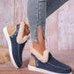 Blue Suede Stitching Patchwork Plush Lined Anklet Boots