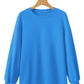 Sky Blue Solid Color Drop Shoulder Long Sleeve Basic Sweatshirt