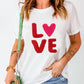 White Heart LOVE Graphic Valentines T Shirt