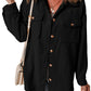 Black Corduroy Flap Pocket Button Up Shacket