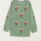 Grass Green Christmas Nutcracker Graphic Corded Pullover Sweatshirt