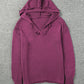 V Neck Ribbed Drop Shoulder Hooded Sweater