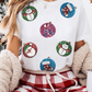 White Sequin Patterned Christmas Light Patch Round Neck Tee