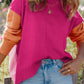 Bonbon Three Tone Contrast Round Neck Loose Sweater