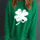 Dark Green St. Patricks Lucky Clover Graphic Sweatshirt