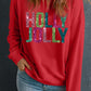 Red Glittering HOLLY JOLLY Graphic Christmas Pullover Sweatshirt