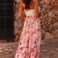 Pink Abstract Watercolor Tie Dye Tiered Maxi Skirt