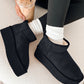 Black Faux Fur Lined Suede Ankle Snow Boots