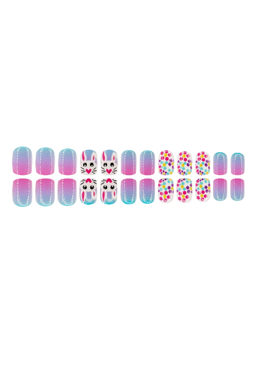 Bonbon Polka Dot Bunny Easter Fashion Square Nail Stickers