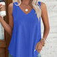 V Neck Sleeveless Thick Strap Hollow out Knit Tank Causal Top