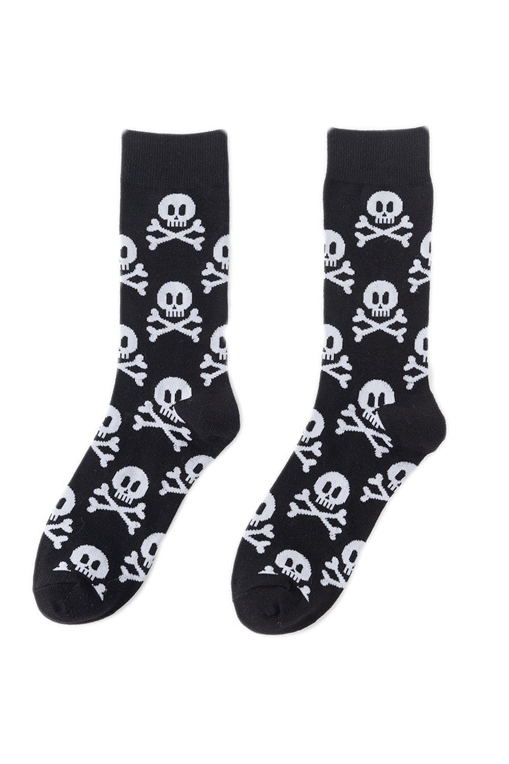 Color black Halloween Skull & Crossbones Crew Socks