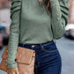 Green Buttoned Puff Long Sleeve Sheath Top