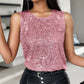 Allover Sequin Round Neck Tank Top