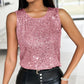 Allover Sequin Round Neck Tank Top