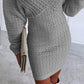 V Neck Hollow Out Long Sleeve Knit Dress