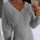 V Neck Hollow Out Long Sleeve Knit Dress