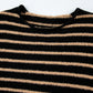 Black Stripe Drop Shoulder Round Neck Loose Sweater