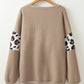 Parchment Leopard Quilted Patchwork Crew Neck Sweatshirt