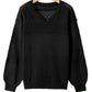 Black Eyelet Pattern Detail V Neck Drop Shoulder Sweater