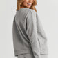 Gray Textured Long Sleeve Top and Drawstring Shorts Set