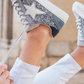 Silvery Star Glitter Patchwork Lace-up Sneakers