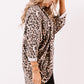 Khaki Leopard Print Batwing Sleeve Loose Tunic Cardigan